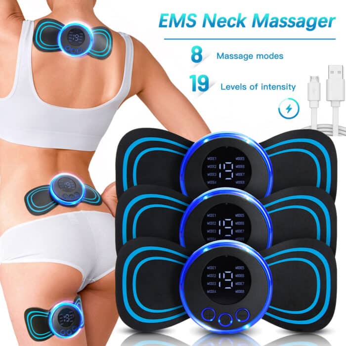 LCD Display EMS Neck Massage Electric Massager Cervical Neck Back Patch 8 Mode Pulse Muscle Stimulator Portable Relief Pain - Bold Beautiful