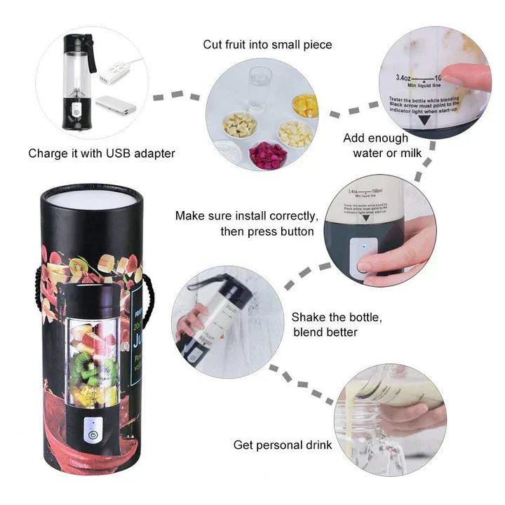 JUICER PORTABLE OUTDOOR JUICING CUP HOME MINI CORDLESS CRUSHED ICE MACHINE USB CHARGING FRUIT VEGETABLE BLENDER - Bold Beautiful