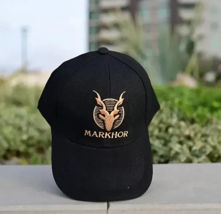 Markhor Cap Stylish logo Hat Black Premium Quality - Bold Beautiful