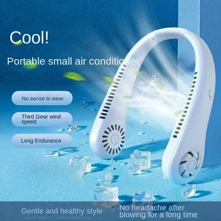New Mini Hanging Neck Fan High Wind 3 Speed Adjustable Usb Charging Portable Quiet Super Long Life Outdoor Sports Office Camping (random Color) - Bold Beautiful
