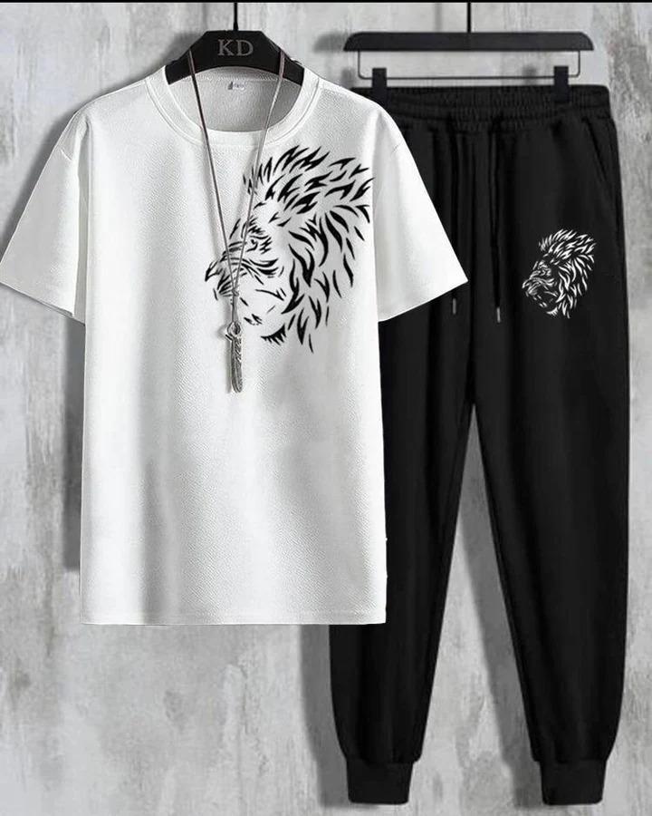 2 pcs Mens lion printed track suit - Bold Beautiful