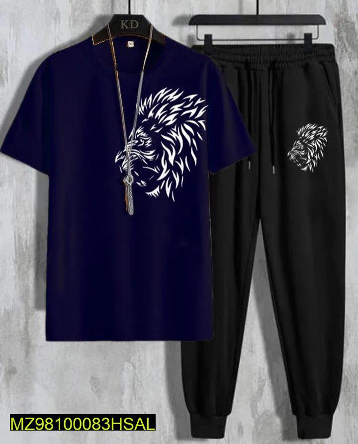 2 pcs Mens lion printed track suit - Bold Beautiful