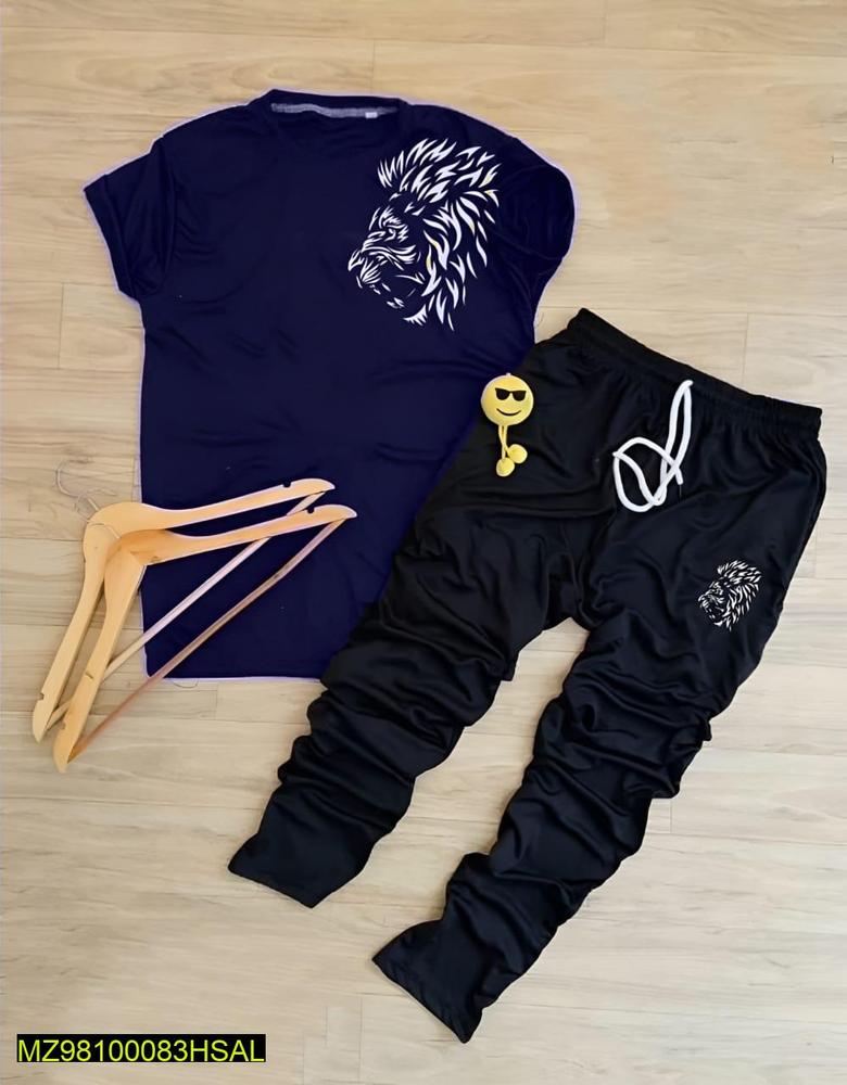 2 pcs Mens lion printed track suit - Bold Beautiful