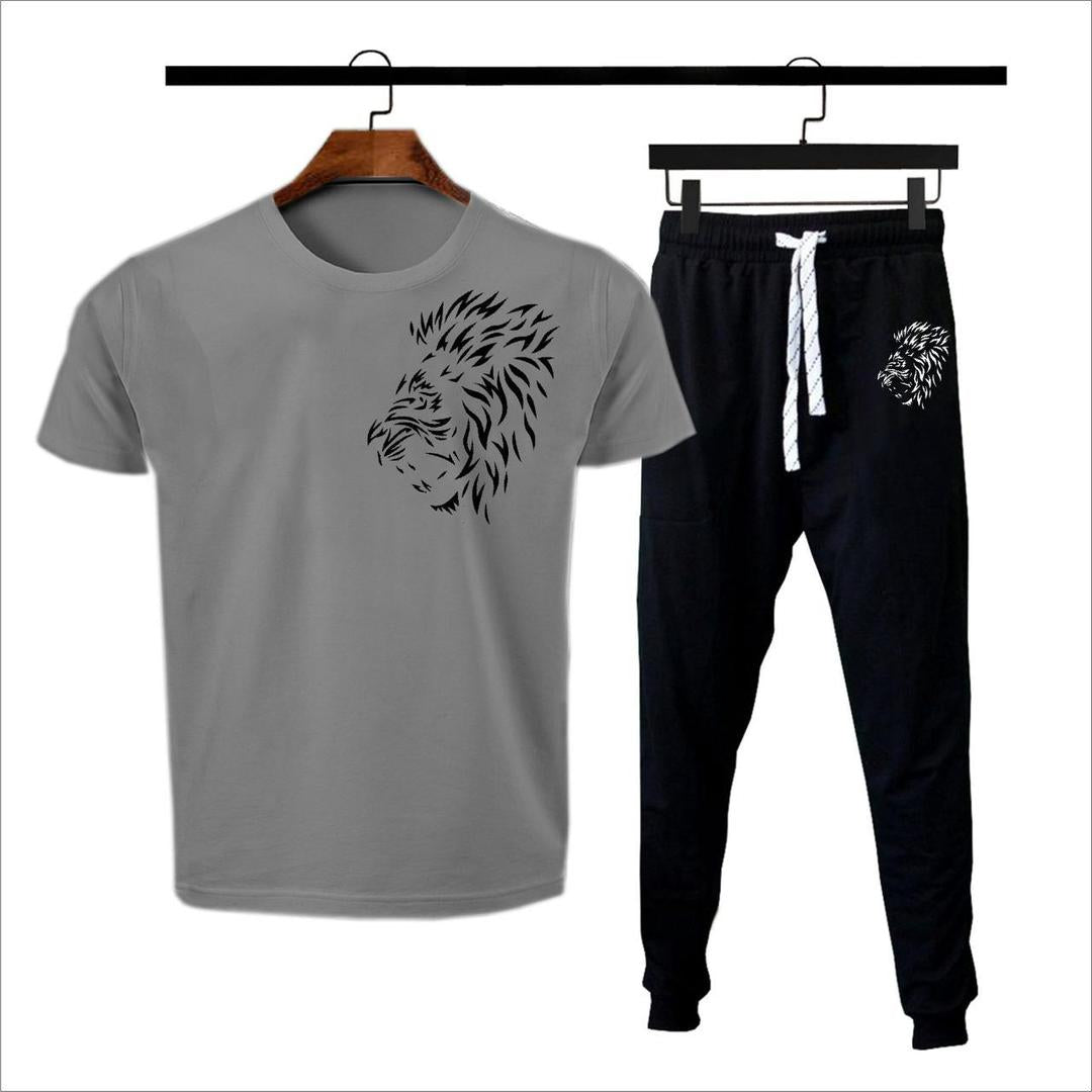 2 pcs Mens lion printed track suit - Bold Beautiful