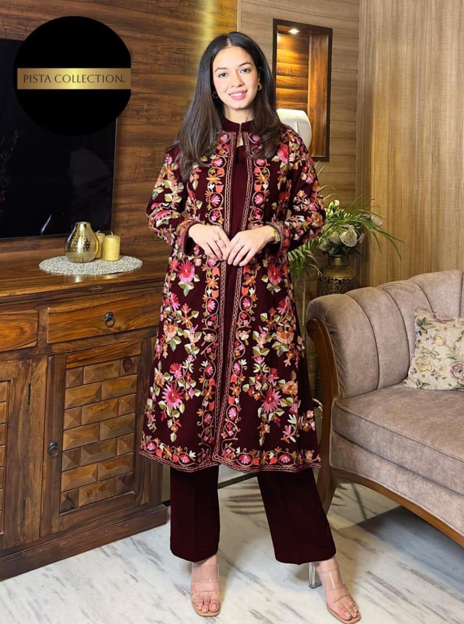 Embroidered Shamoz Silk Women's Suit ,3 Pcs Ensemble - Bold Beautiful