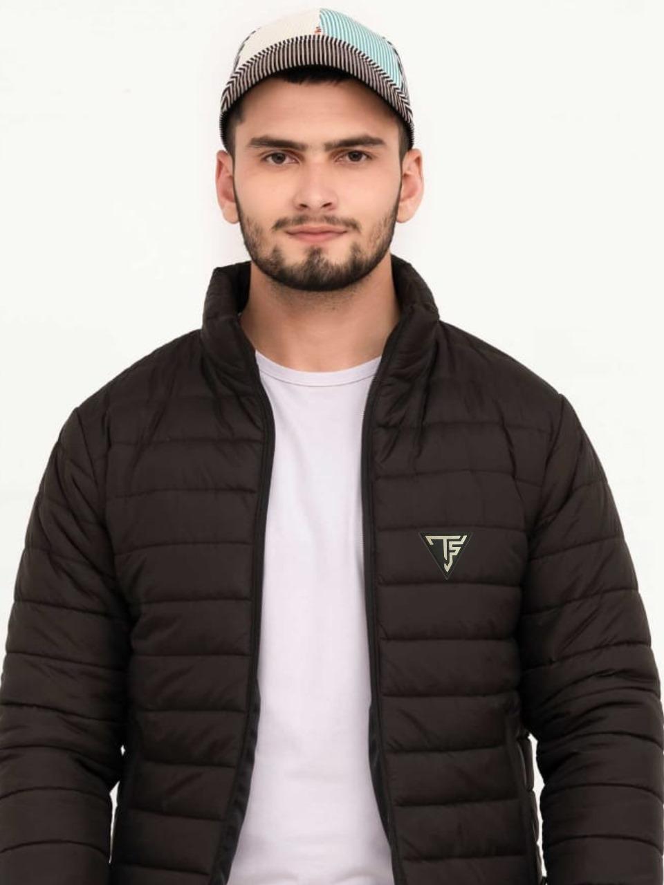 Men's Plain Black and Blue Puffer Jacket-1 Pcs in Parachute Fabric - Bold Beautiful
