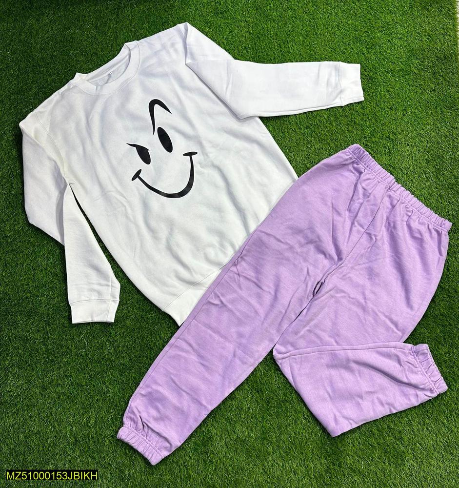 2 Pcs Women's Stitched Fleece Plain Track Suit - Bold Beautiful
