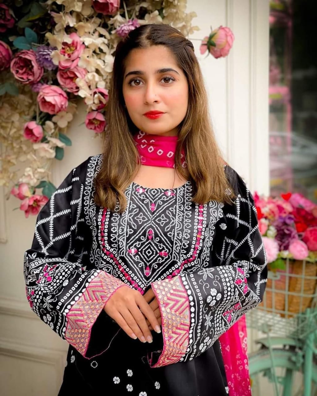 3 Pcs Women's Stitched Katan Silk Printed Suit - Bold Beautiful