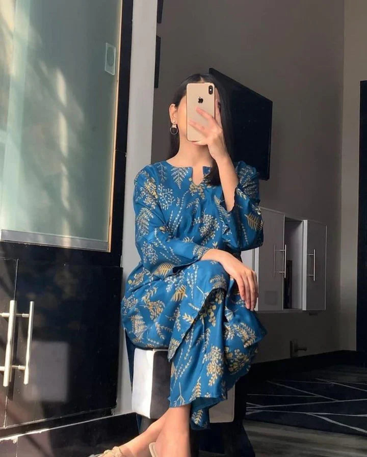 2 Pcs Women's Stitched Linen Printed Suit - Bold Beautiful