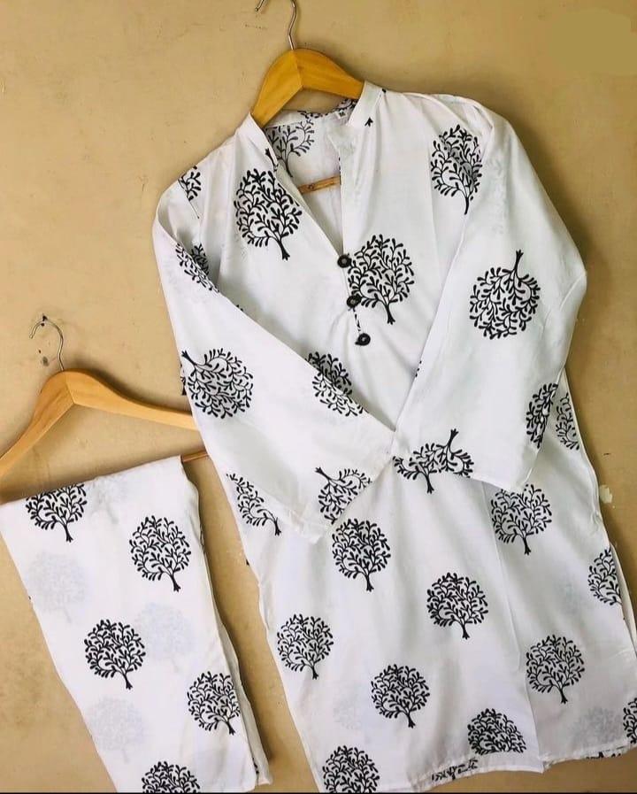2 Pcs Women's Stitched Linen Printed Suit - Bold Beautiful