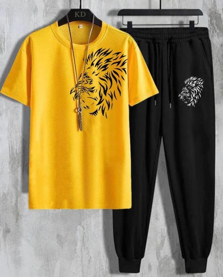 2 pcs Mens lion printed track suit - Bold Beautiful