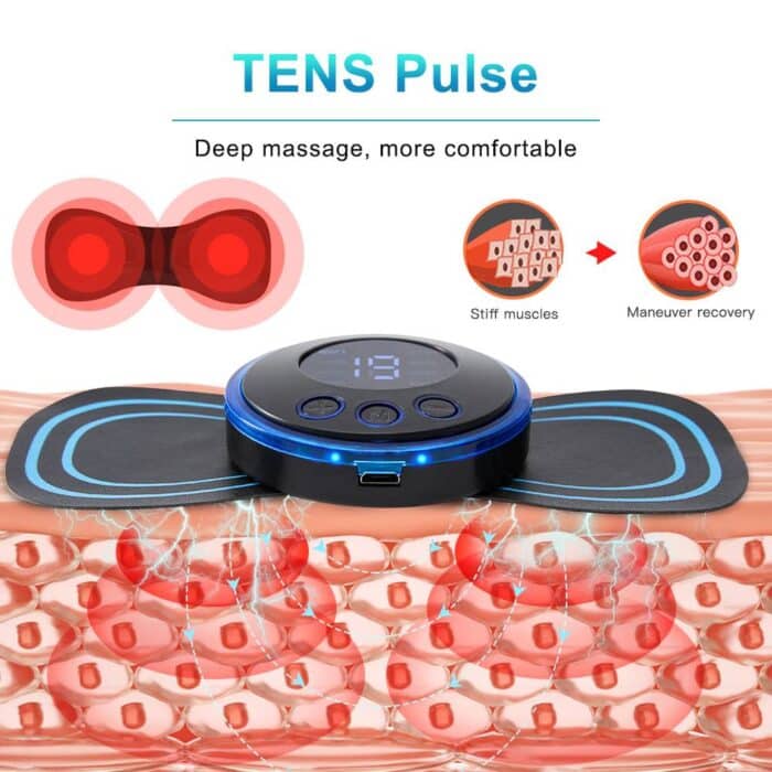 LCD Display EMS Neck Massage Electric Massager Cervical Neck Back Patch 8 Mode Pulse Muscle Stimulator Portable Relief Pain - Bold Beautiful