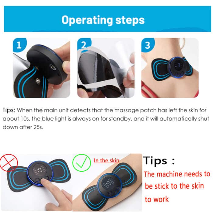 LCD Display EMS Neck Massage Electric Massager Cervical Neck Back Patch 8 Mode Pulse Muscle Stimulator Portable Relief Pain - Bold Beautiful
